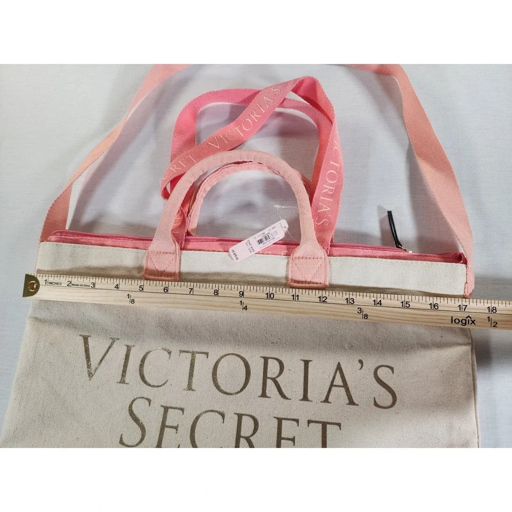 NEW Victoria's Secret 2 in‎ 1 Cooler Tote Bag Womens Pink Canvas Insulated Beach